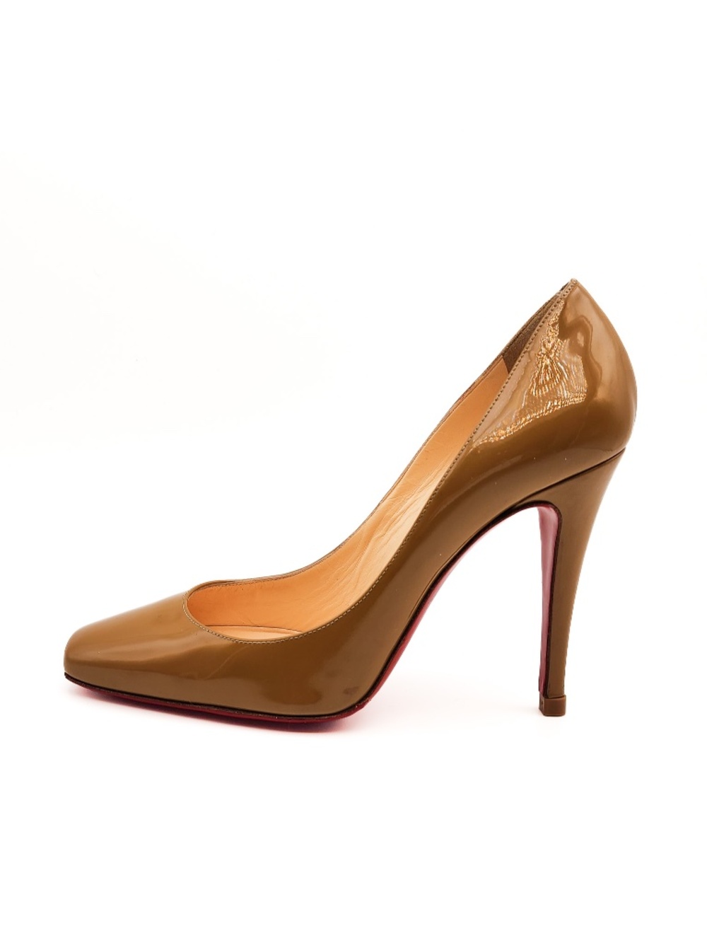 Christian Louboutin Taupe Beige Nude Patent Leather Pumps EU 38 - Picture 3 of 8
